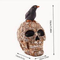 Raven Skull Statue Halloween Skeleton Crow Statue Figurines Realistic Collectible Prop Decoration Display For Horror Theme Party kava