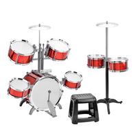 Būgnų rinkinys Džiazo būgnų rinkinys su taburete 7 būgnai Muzikiniai mušamieji instrumentai pradedančiajam dovanoti šventines dovanas raudona