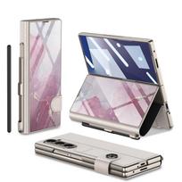 Samsung Z FOLD7 Sulankstomas Mobiliojo Telefono Dėklas Z Fold7 Dėklas su Odiniu Dėklu ir Skyreliu Rašikliui Atverčiamas Stiklinis Apsauginis Dangtelis SM-Fold7