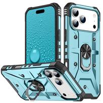 Armor Shockproof  Magnectic Car Ring Holder Phone Case For iPhone 17 17Pro 17 Air 17 Pro Max Funda Heavy Duty Protect Cover iPhone17 šviesiai mėlyna spalva