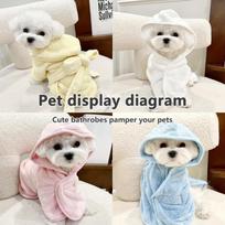 Super Absorbent Pet Bathrobe Soft Quick Drying Drying Towel with Bowknot for Small Dogs and Cats S geltona