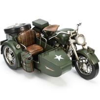 EnergyPower Senovinio Motociklo 36cm Didelio Dydžio Plieno Modelis Deluxe Edition Rankų Darbo Baigtas Produktas Mastelis Retro Motociklas Šoninė Priekaba Karinis Dviratis žalia