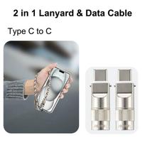 New Design Type C Portable Braided Wrist Strap Neck Strap Crossbody Lanyard Fast Charging Data Cable for Mobile Phone 0.3 m