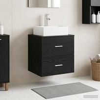 Wall Mounted Washbasin Unit in Black Oak 49.5 x 41 x 62.5 cm