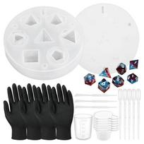A84E-Resin For Epoxy Dice Molds 32Pcs Set Including Silicone Mold, Mixing Sticks, Measuring Cup, Droppers, Gloves white