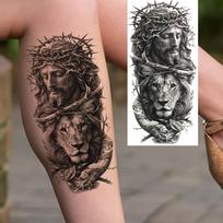 1 lapelis Realistiški Jėzaus Šventosios Motinos Maldos Laikini Tatuiruotės Vyrams Moterims Suaugusiems Ilgai Išliekančios Vandeniui Atsparios Laikinos Netikros Tatuiruotės Lipdukas China Mainland