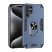 KEYSION Shockproof Case for Samsung S25 Ultra 5G S25+ Plus Camera Protection Ring Stand Phone Cover for Galaxy S24 Ultra S23 FE for Galaxy S23 FE mėlyna