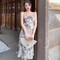 Summer 2023 Backless Ink Print Sling Dress: Sexy & Stylish M