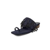 Madingi Nauji Vasariniai Šlepetės Karvės Suede Klojimo Šlepetės Moterims Madingi Kutai Kvadratinė Nosies Moteriški Batai Žemi Kulniukai Šlepetės Sandalai 34 mėlyna