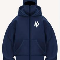 Fashion Trendy Double Hood Zip-Up Sweatshirt with Fleece | Sports Style, Hooded Collar, Slight Stretch Fabric, Fall/Winter Season, Loose Fit S