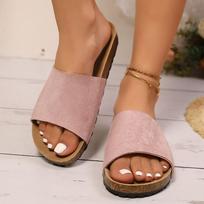 Moteriškos plačios „Birkenstock“ stiliaus basutės su viena dirželiu ir paprastu, patogiu romėniško stiliaus dizainu 36 rožinė
