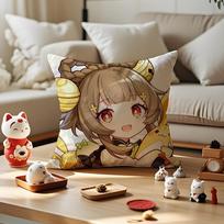 Genshin Impact Cushion Cover Anti-dustmite Pillowcase Invisible Zipper Silky Short Plush Sofa Cushion Cover 30X30cm