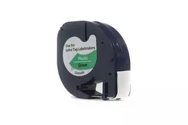 Ribbon JetWorld Replacement Dymo LetraTag Black on Green, 12mm x 4m (59425, 91204, 91334, 91224) (S0721590, S0721640)