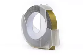 „Ribbon 3D JetWorld“ atsarginė juostelė „Dymo“ – balta su auksu (reliėfinė) 9 mm x 3 m (S0898190) (10 vnt.)
