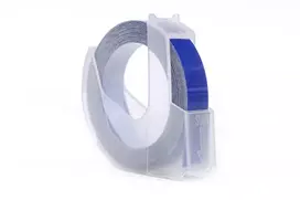 „Ribbon 3D JetWorld“ atsarginė juostelė „Dymo“, balta su mėlyna (reliėfinė), 9 mm x 3 m (S0898140) (10 vnt.)