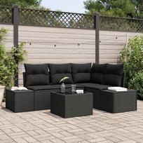 Modular Garden Sofa Set with Storage Black Poly Rattan