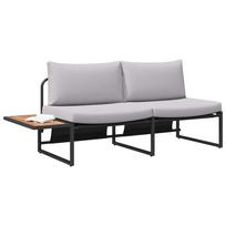 Garden Sofa with Cushions Light Grey 200.5 x 70 x 85.5 cm Steel