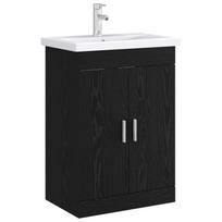Bathroom Vanity Unit Black Oak 56 x 37.5 x 81 cm Particleboard