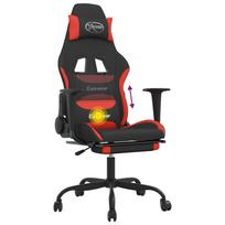 vidaXL Gaming Chair with Massage Function and Footrest Black and Red Fabric