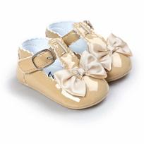 PU Leather Baby Shoes Baby Girl Princess Crib Shoes Color Solid Cute First Walkers Kids 0-6m smėlis