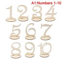 10 pakuotės 1-10/11-20 medinio stalo numerių rinkinys su pagrindu gimtadienio vestuvių vakarėliui