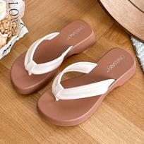Women's Summer Wedge Heel Flip Flops - Non-Slip Clip Toe Sandals, 3.5CM Thick Sole for Beach & Outdoor. Size 40 (Runs small, suggested for usual Size 39) ruda