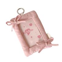 Cartoon Photocard Holder Kpop Photo Card Holder with Keychain ID Card Holder Pendant Keychain Student Card Sleeves rožinė
