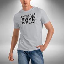 Eat Sleep Rave Repeat Men's T-Shirt Funny 80s 90s Festival Music Dance Acid 2XL