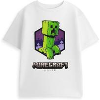 Minecraft Creeper White Short Sleeved T-Shirt _ Classic Graphic Tee for Boys Movie Merchandise S balta