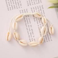 Bohemia Imitation Cowrie Shell Bracelet for Women Handmade Adjustable White Woven Rope Anklet Summer Beach Vacation Jewelry Gift White