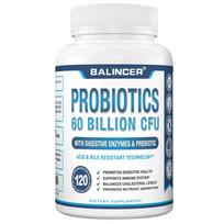 Probiotikai 60 mlrd. KSV su virškinimo fermentais ir prebiotikais, rūgštims atsparus žarnyno palaikymo maisto papildas, 120 kapsulių 120PCS white