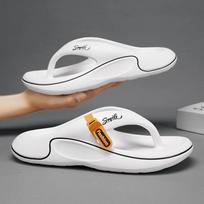 Men Platform Flip Flops Summer Thick Soft Sole EVA Slippers Outdoor Beach Sandals Anti-Slip Cloud Cushion Bathroom Slides Shoes 38-39 balta