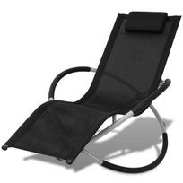 Geometric Outdoor Sun Lounger Steel Black and Grey