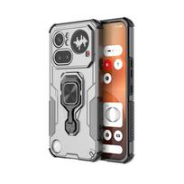 Protective Case for Nothing Phone 4a Pro WANLONFENG Metal Kickstand Phone Case with Screen Protector for Nothing Phone 4a Pro&Opp Bag pilka spalva