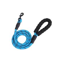 4ft/5ft/6ft/7ft Custom Length Highly Strong Reflective Solid Pattern Scarf Decoration Round Nylon Rope Pet Dog Leash (Blue,4ft(1.2m)*12mm) mėlyna