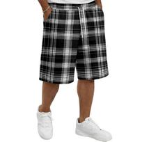 Mens Plaid Drawstring Waist Casual Shorts Relaxed Fit Knee Length Soft Fabric Lightweight Plaid Shorts for Daily Wear L juoda