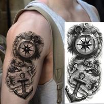 1 lapas atsparus vandeniui piratų laivo burlaivio laikini tatuiruotės vyrams moterims realistiškas kompaso laikrodžio netikras tatuiruotės lipdukas ilgai išliekantis China Mainland