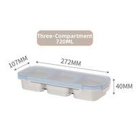 Divided Compartments Stainless Steel Lunch Box Sealed Lid Food Container  Leakproof Design Blue 720ml