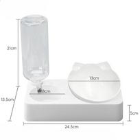 Cat Bowl, Pet Bowl, Automatic Water Dispenser, Water and Food Integrated, Cat and Dog Food Bowl, Dog Bowl, Pet Water Bowl Small white bowl