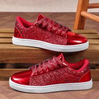 Stylish Brand Sport Shoes for Women Gold shiny Trendy Female Running Sneakers Platform Flats Outdoor Fitness Walking Travel Shoe 35 raudona