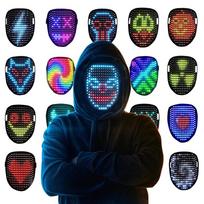 LED Face Mask Type-C Rechargeable Motion Activated Face Bright Light Up Cyberpunk Aesthetic Halloween Cosplay Neon Glowing USB