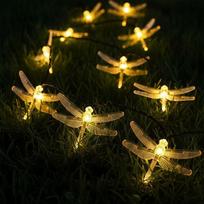 Solar Dragonfly String Lights 50LED Decorative Twinkle Fairy Lighting Strand for Bedroom Wedding Christmas Decor 5m 20LED -- 1PC šilta balta spalva