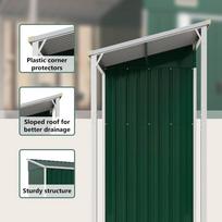 Garden Shed with Lean to Roof Green 277 x 107 x 181 cm Steel