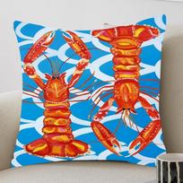 Colorful Sardine Lobster Crab Fish Ocean Pillowcase Toon Gift Cushion Cover Bedroom Home Sofa Chair Seat Decor Pillow Case Peach skin 18*18(CM)-1Pcs