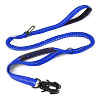 Heavy Duty High Reflective Shock Absorbing Frog Clip Tactical Dog Leash with Comfort Handle Car Safety Buckle Dog Seat Belts (Dark blue,1.15-1.75M) tamsiai mėlyna spalva