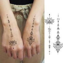 1 lapelis Estetiški pusmėnulio lotoso laikini tatuiruotės moterims rankoms, pėdoms, kaklui, Ilgai išliekančios realistiškos netikros tatuiruotės lipdukai China Mainland