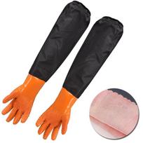 70 cm ilgio guminės pirštinės Neslystančios pirštinės kanalizacijos valymui Pilno rankos ilgio pirštinės tvenkiniams Medienos apdirbimas Elastic Open Orange