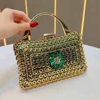 High-end Evening Dress Handbag, Luxurious Evening Banquet Bag, Chain Strap Handbag for Carrying Around. žalia