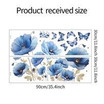 Fun-c13 Dažytas romantiškas mėlynas narcizas drugelis miegamojo verandos fonas dekoratyvus sienos lipdukas 30*90CM*2PCS/fun-c13 gray