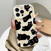 Cute Black Cat Wrist Strap Case For Xiaomi 15T Pro POCO X7 X6 X5 F3 X3 M3 M4 M6 F6 F7 Pro F8 15 Ultra 12 11 Lite 5G NE 12T Cover Xiaomi 15T 5G white